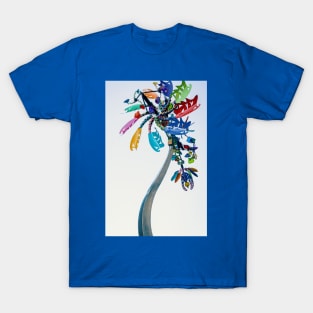 MultiColor coconut tree artistic Design T-Shirt